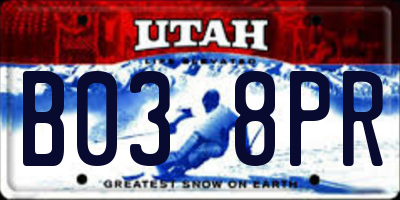UT license plate B038PR
