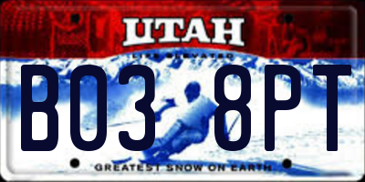 UT license plate B038PT
