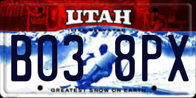 UT license plate B038PX