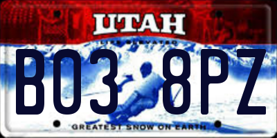 UT license plate B038PZ