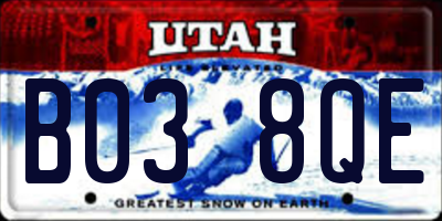 UT license plate B038QE