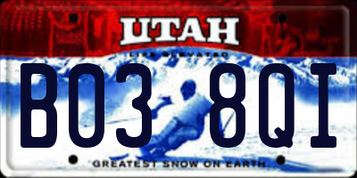 UT license plate B038QI