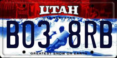 UT license plate B038RB