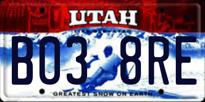 UT license plate B038RE