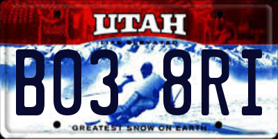 UT license plate B038RI