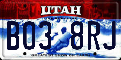 UT license plate B038RJ