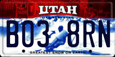 UT license plate B038RN