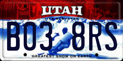 UT license plate B038RS