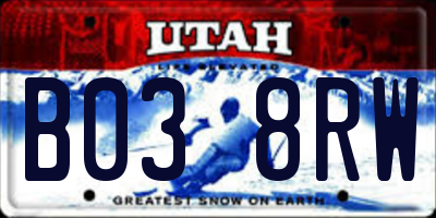 UT license plate B038RW