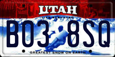 UT license plate B038SQ