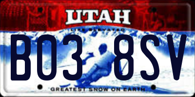 UT license plate B038SV