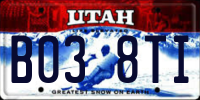 UT license plate B038TI