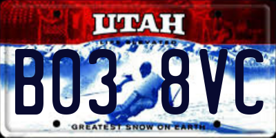 UT license plate B038VC