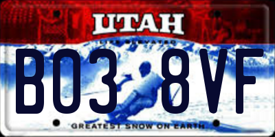 UT license plate B038VF