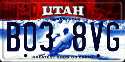 UT license plate B038VG