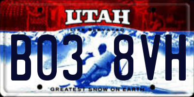 UT license plate B038VH