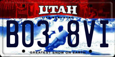 UT license plate B038VI