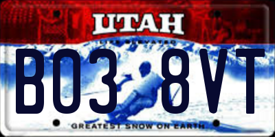 UT license plate B038VT