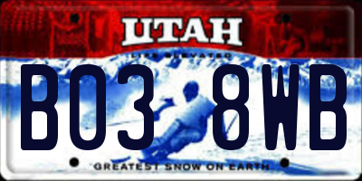 UT license plate B038WB