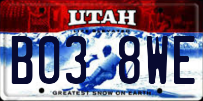 UT license plate B038WE