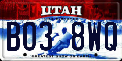 UT license plate B038WQ