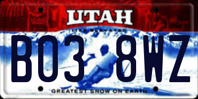 UT license plate B038WZ