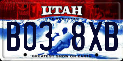 UT license plate B038XB