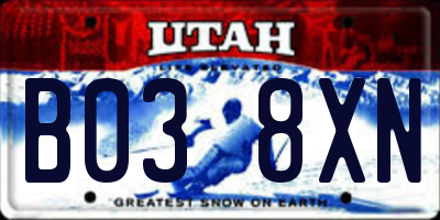 UT license plate B038XN