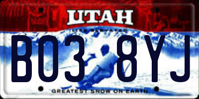 UT license plate B038YJ