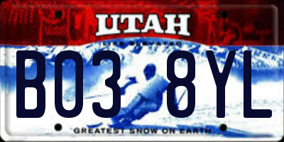 UT license plate B038YL