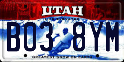 UT license plate B038YM