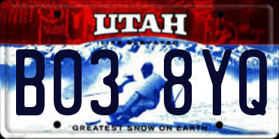 UT license plate B038YQ