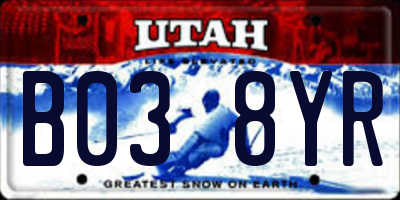 UT license plate B038YR
