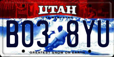 UT license plate B038YU