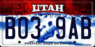 UT license plate B039AB