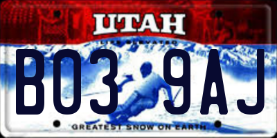 UT license plate B039AJ