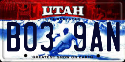 UT license plate B039AN