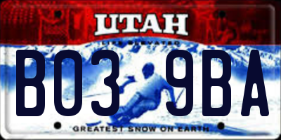 UT license plate B039BA