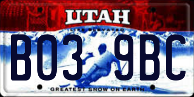 UT license plate B039BC