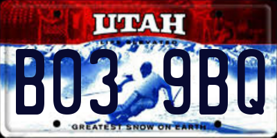 UT license plate B039BQ