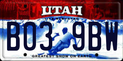 UT license plate B039BW
