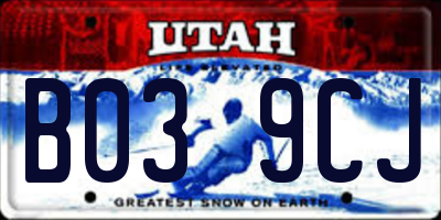 UT license plate B039CJ