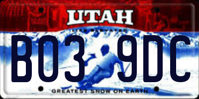 UT license plate B039DC