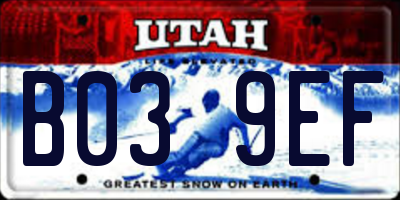 UT license plate B039EF