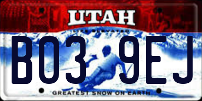 UT license plate B039EJ