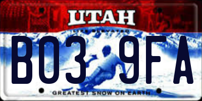 UT license plate B039FA