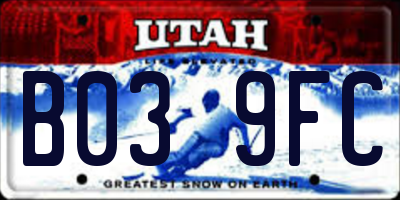 UT license plate B039FC