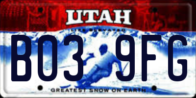 UT license plate B039FG