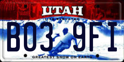 UT license plate B039FI