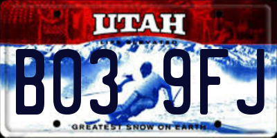 UT license plate B039FJ